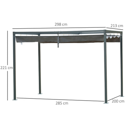 Outsunny Pérgola 3x2 M Cenador Jardín Con Techo Retráctil Poliéster Para Fiestas_2