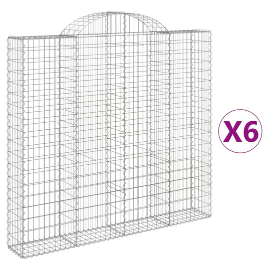 Cestas De Gaviones 6 Uds Forma De Arco Hierro 200x30x180/200 Cm_0