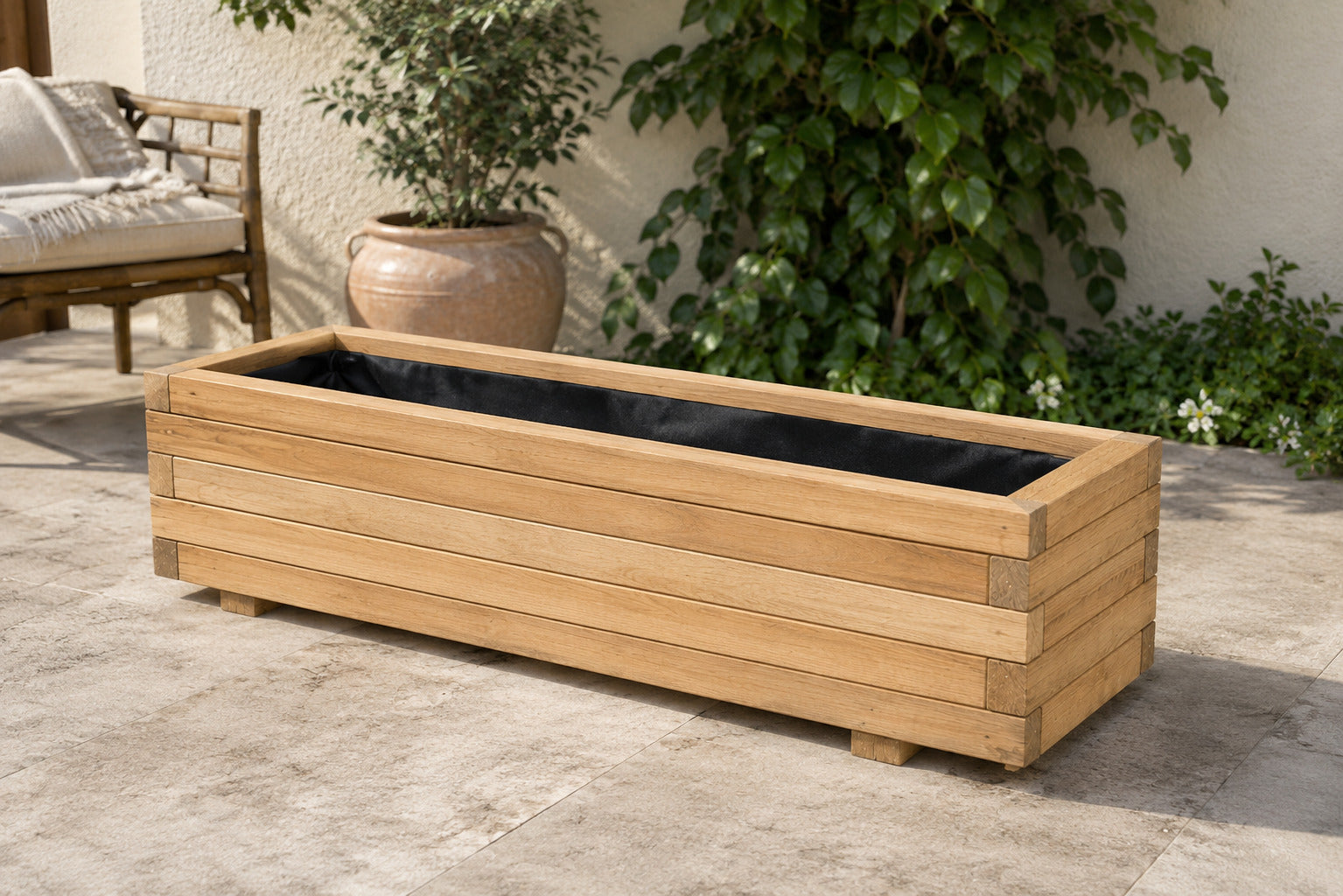 Jardinera Rectangular De Madera De Pino Tratada Exterior 100x40x35 Cm Marrón 97 L_4