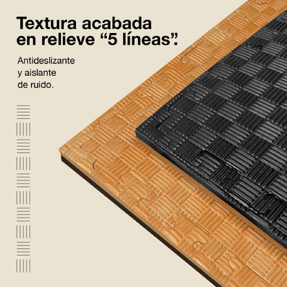 Jowy Tatami Puzzle 2cm 100x100cm, Pack 4 Unidades – Superficie 5 Líneas Madera_3