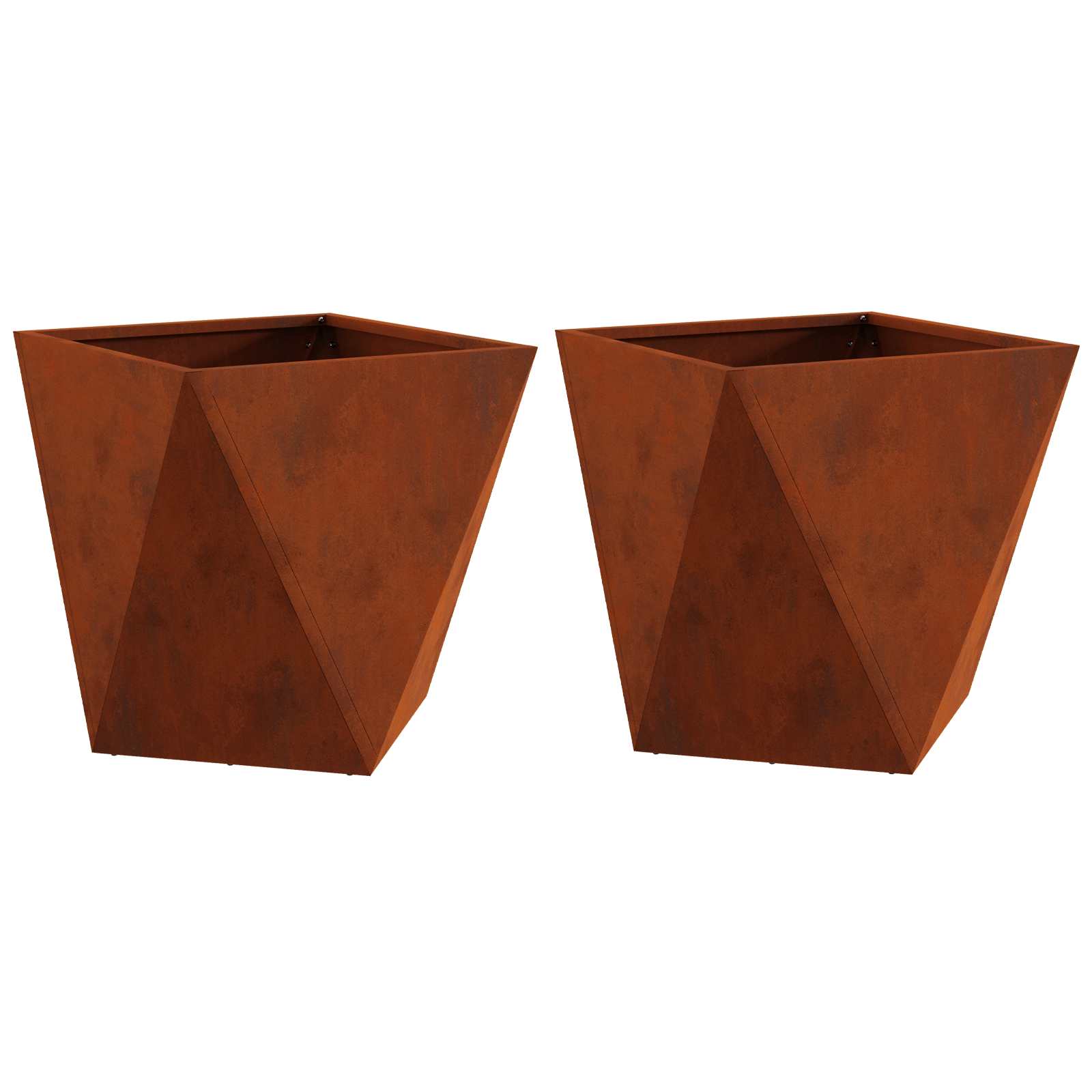 Jardinera 2 Pcs Oxidado 50 X 50 X 50 Cm Acero Autopatinable_0