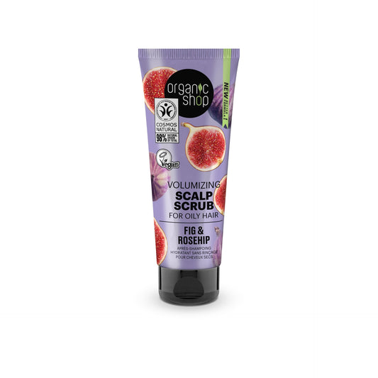 Organic Shop Esfoliante Volumizante para Peles Cabeludas 75ml para Cabelo Oleoso Figo e Rosa Mosqueta