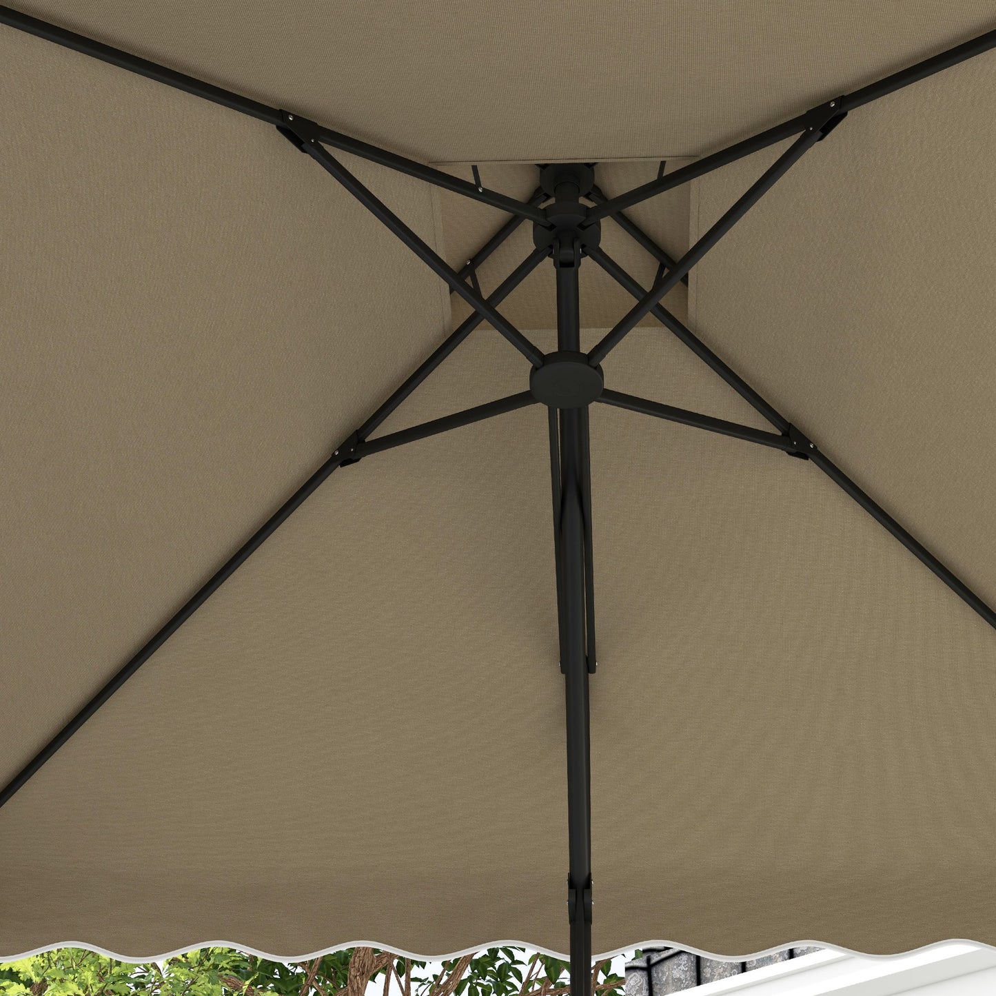 Outsunny Sombrilla Terraza Exterior De 2,5 M Con Manivela Techo Doble Caqui_3