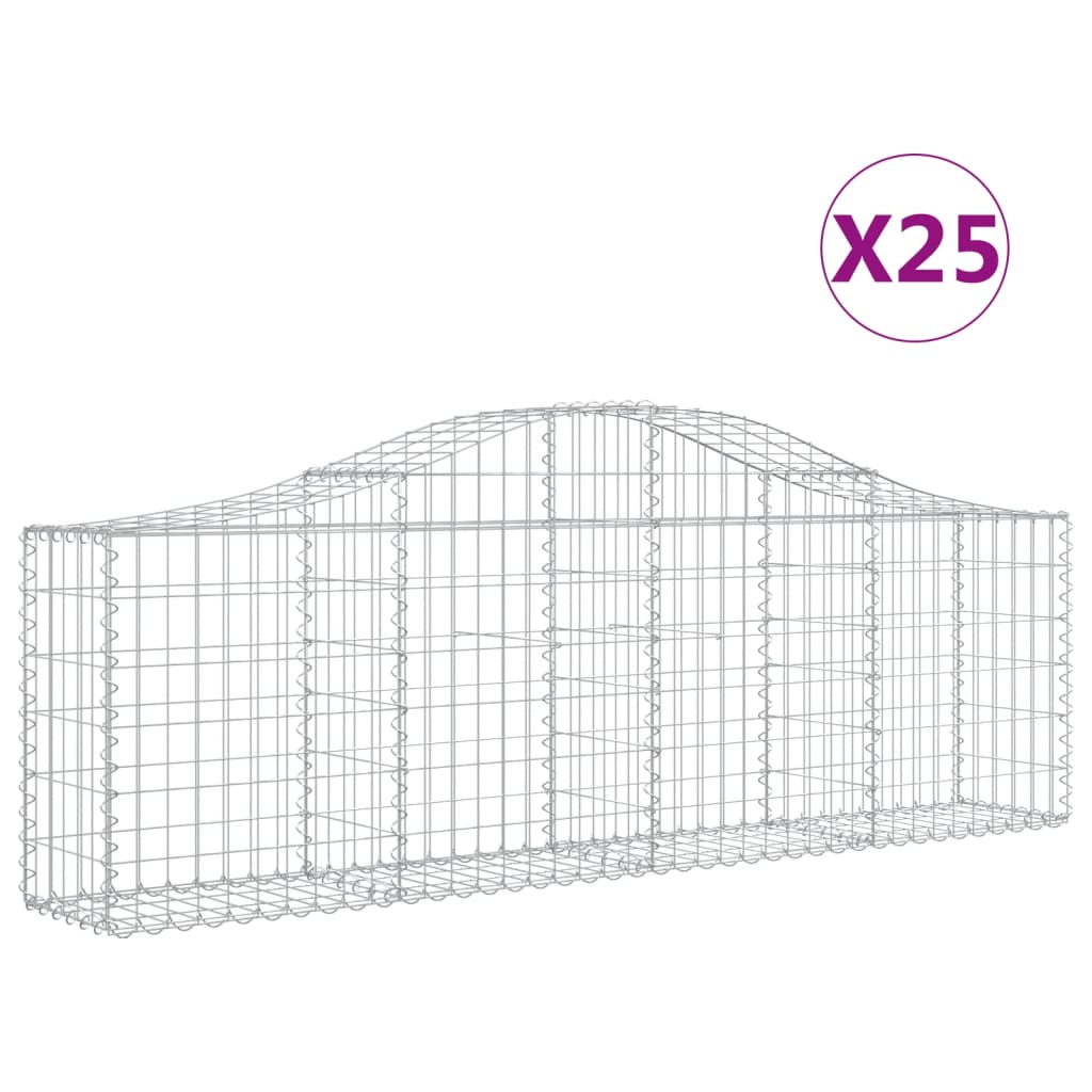 Cestas De Gaviones 25 Uds Forma De Arco Hierro 200x30x60/80 Cm_0