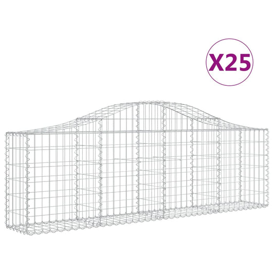 Cestas De Gaviones 25 Uds Forma De Arco Hierro 200x30x60/80 Cm_0
