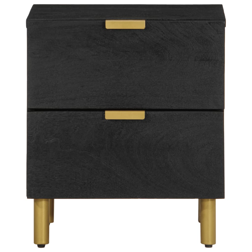 Mesitas De Noche 2 Uds Madera Maciza De Mango Negro 40x33x46 Cm_2