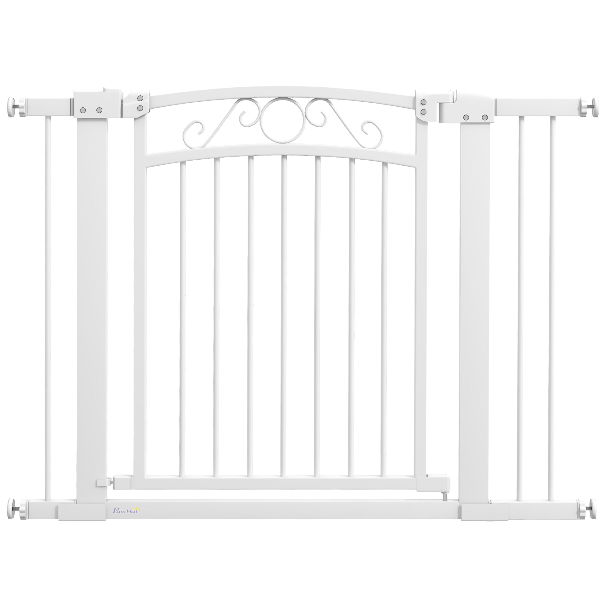 Pawhut Barrera Para Perros Con Ancho Ajustable 76-104 Cm 2 Extensiones Blanco_0