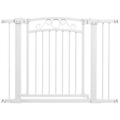 Pawhut Barrera Para Perros Con Ancho Ajustable 76-104 Cm 2 Extensiones Blanco_0