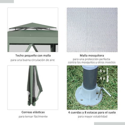 Outsunny Carpa De Jardín 3x3 M Con 4 Mosquiteras Y Techo De Ventilación Verde_5