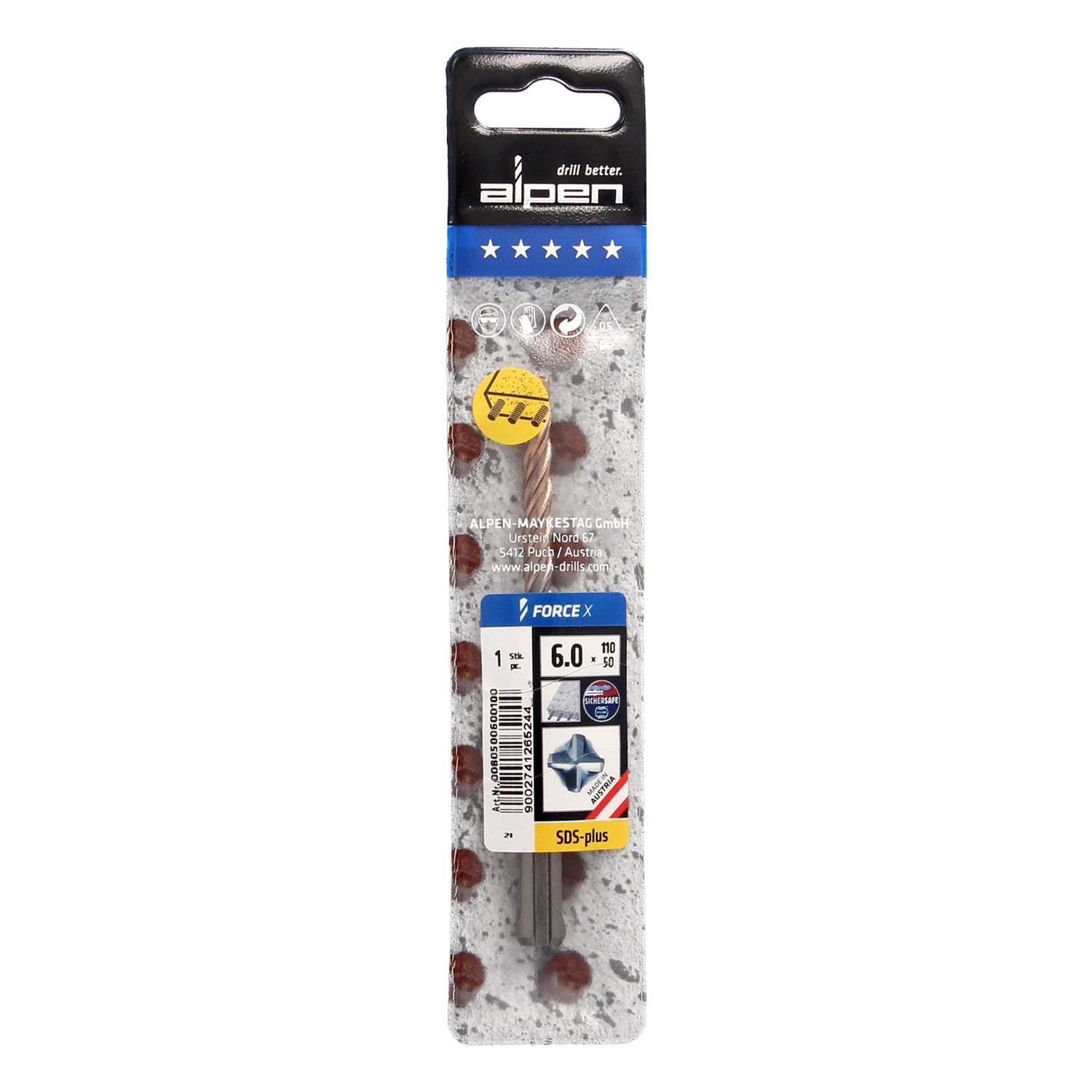 Broca Alpen Sds Plus Force X 8,00 X 450 Mm. Hormigón Armado._3