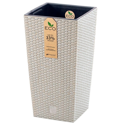 Macetero Color Blanco Roto,con Depósito , Colección Rato Square Eco De 29 X 29 X 55 Cm, Capacidad De 14 L._4