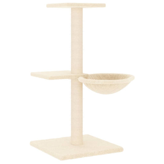 Rascador Para Gatos Con Postes De Sisal Color Crema 72 Cm_0