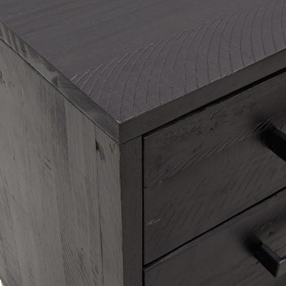 Mesita De Noche Madera Maciza Pino Reciclada Negra 40x30x55 Cm_4