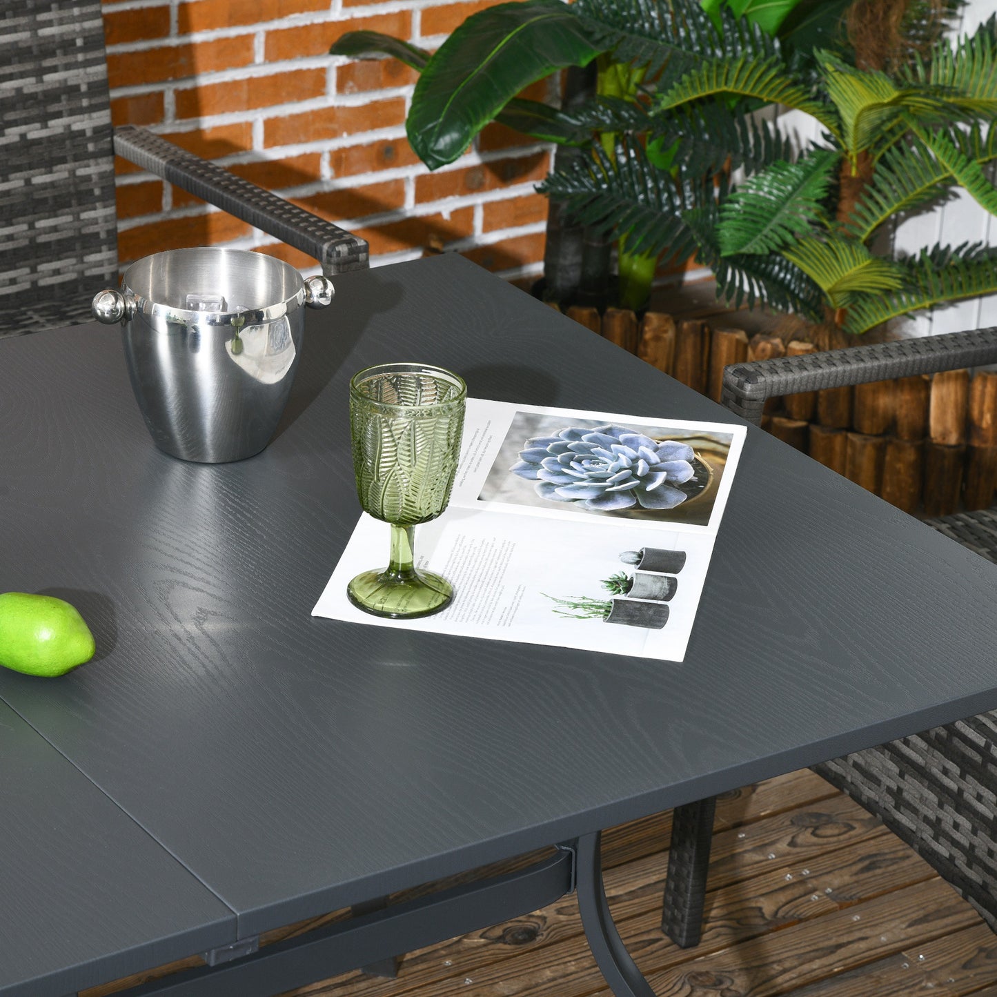 Outsunny Conjunto De Jardín De Ratán Sintético De 7 Piezas Gris_4