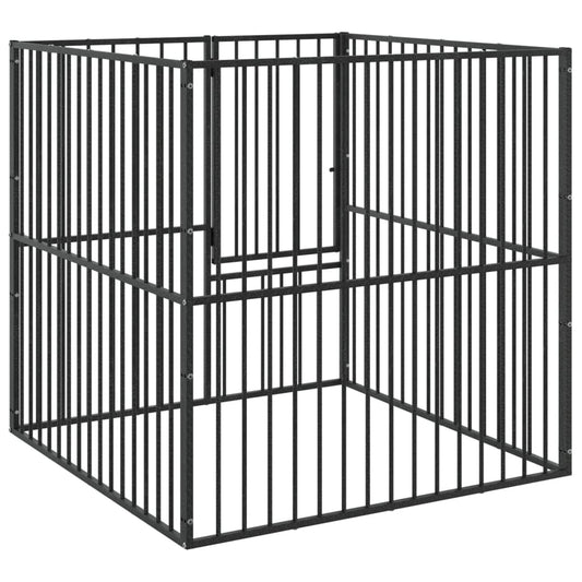 Corralito Para Perros Con 4 Paneles Acero Galvanizado Negro_0