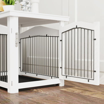 Pawhut Jaula Para Perros Medianos 3 En 1 Con Tapa Superior Desmontable Blanco_3