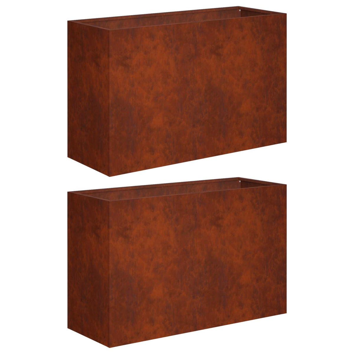 Macetero De Jardín 2 Uds. Oxidado 80 X 30 X 50 Cm Acero Oxidado_0