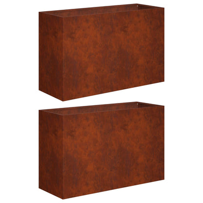 Macetero De Jardín 2 Uds. Oxidado 80 X 30 X 50 Cm Acero Oxidado_0