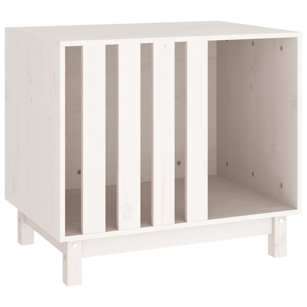 Caseta Para Perros Madera Maciza De Pino Blanco 70x50x62 Cm_0