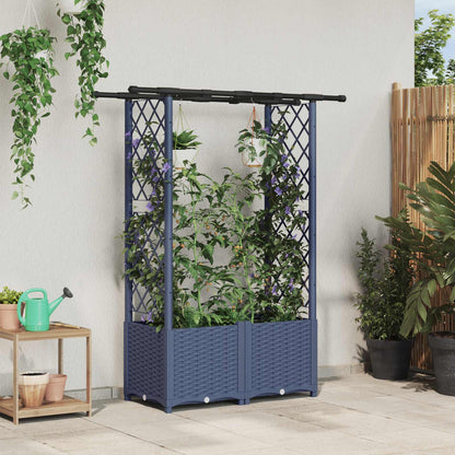 Cama Elevada Con Trellis Y Techo Gris 124,5 X 40 X 136 Cm Pp_1
