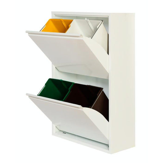 Armário de reciclagem metálico PAT 4 Branco
