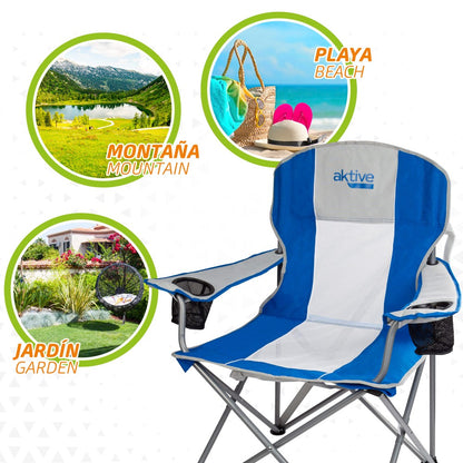 Silla Plegable Camping Xl Con Asa Y Posavasos Aktive_4