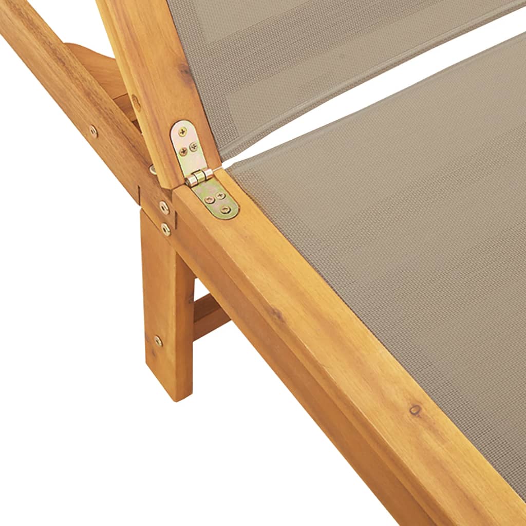 Tumbona De Madera Maciza De Acacia Y Textileno Taupe / Vetonek_3