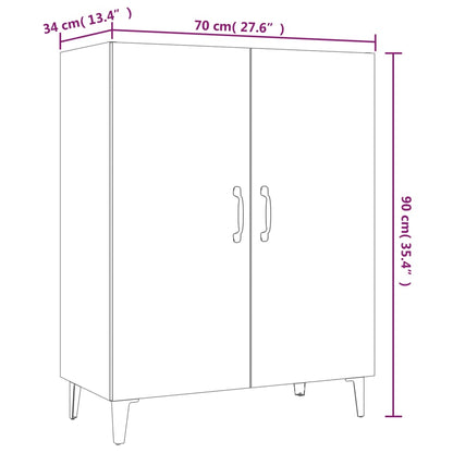 Aparador De Madera Contrachapada Blanco Brillante 70x34x90 Cm / Vetonek_3