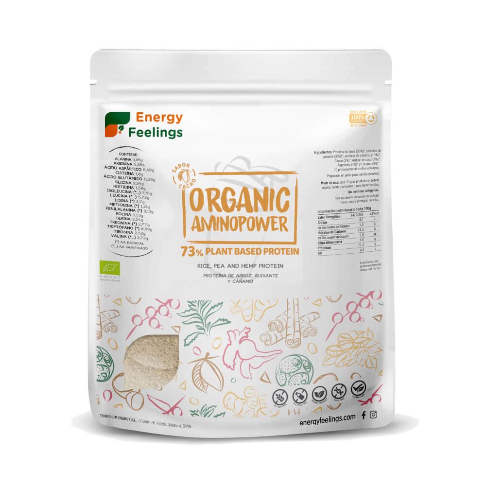 Proteína vegan Aminopower orgânica 73% Cacau Energy Feelings 500 g