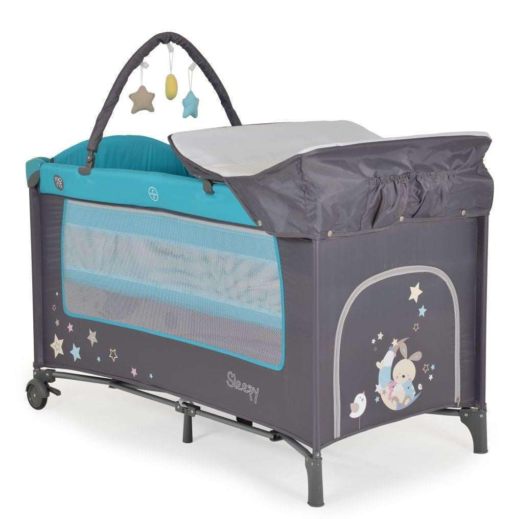 Cuna De Viaje Con Cambiador Sleepy Turquoise_1