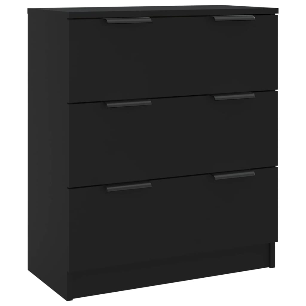 Aparador De 3 Piezas Madera Contrachapada Negro_2