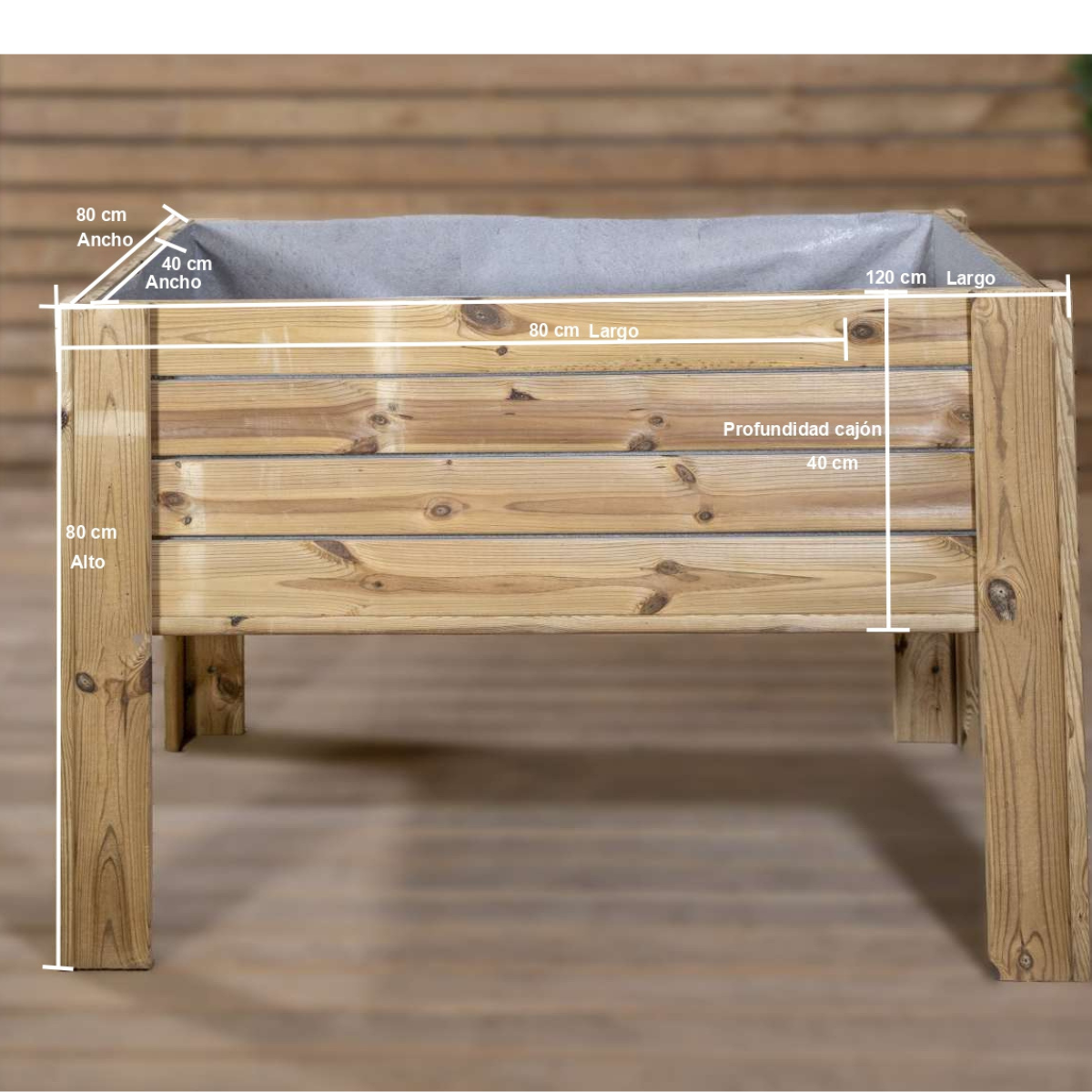 Mesa De Cultivo Mura Profunda 40cm Vidahuerto 80x40x80 Cm.