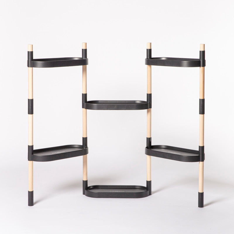 Soporte Modular Citysens De 6 Bandejas – Negro, Polipropileno 100% Reciclado Y Madera Ecológica Pefc_3