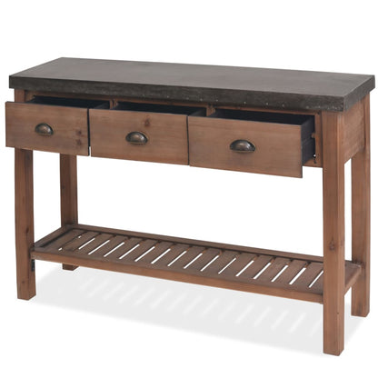 Mesa Consola De Madera De Abeto Maciza 122x35x80 Cm_3