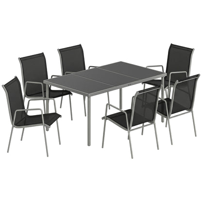 Outsunny Conjunto De Mesa Y Sillas Jardín De 7 Piezas Con Sillas Transpirables_0
