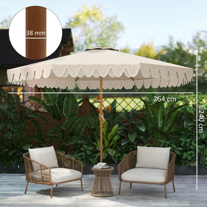 Outsunny Sombrilla De Terraza Ø264x240 Cm Ángulo Ajustable Con Manivela Crema_2