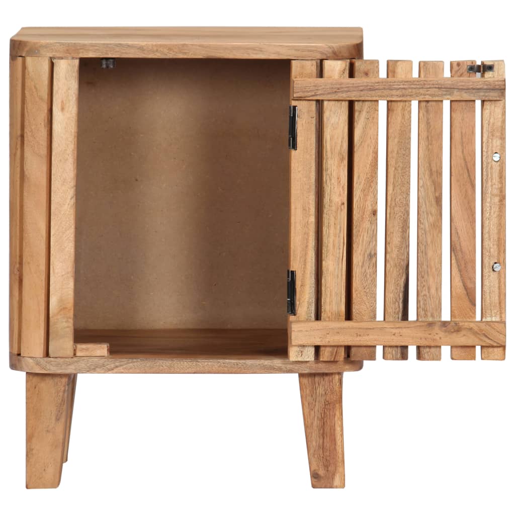 Mesita De Noche De Madera Maciza De Acacia 40x30x50 Cm_2