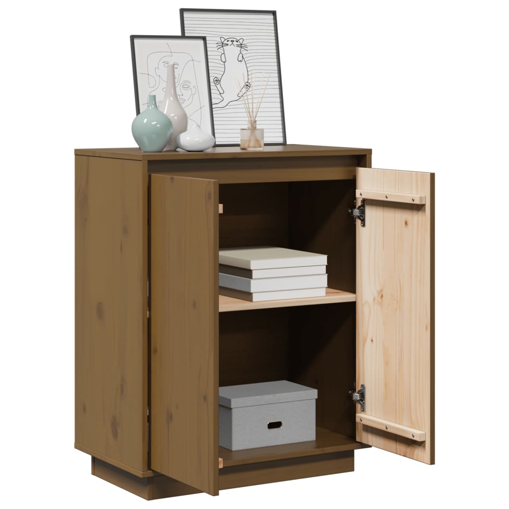 Aparador De Madera Maciza De Pino Marrón Miel 60x34x75 Cm / Vetonek_4