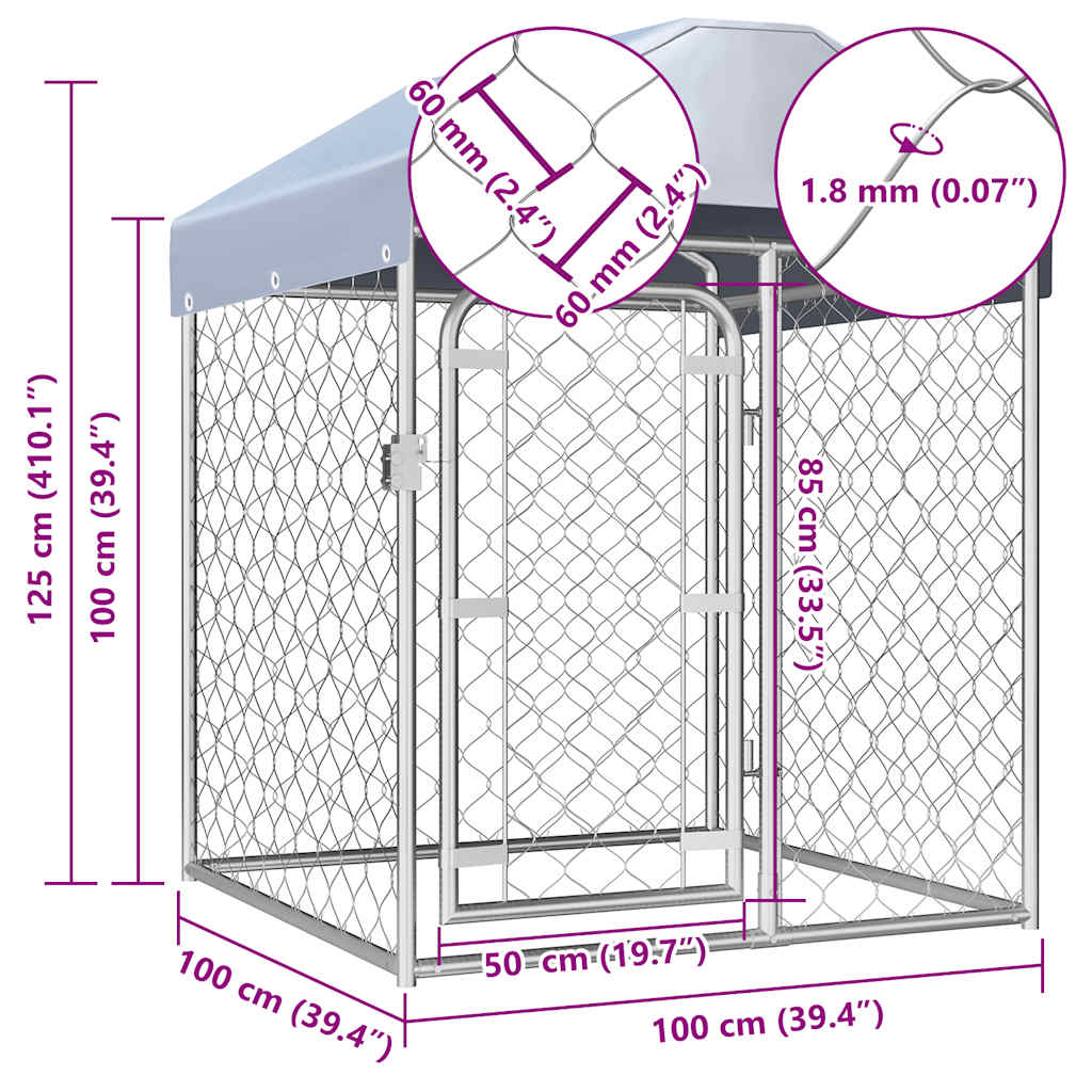 Perrera De Exterior Con Techo 100x100x125 Cm_4