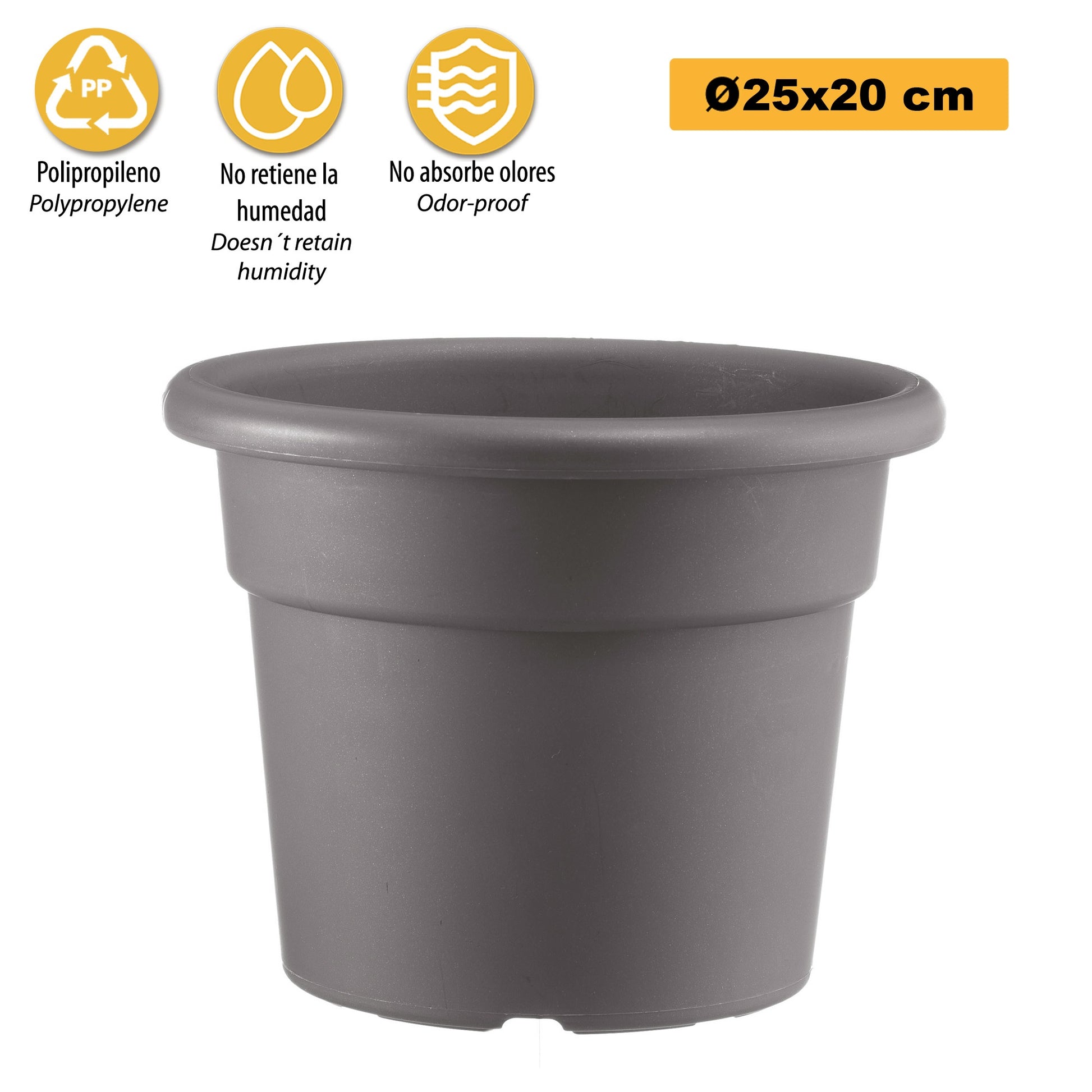 Maceta Cilíndrica Ø Cm 25 Gris_2