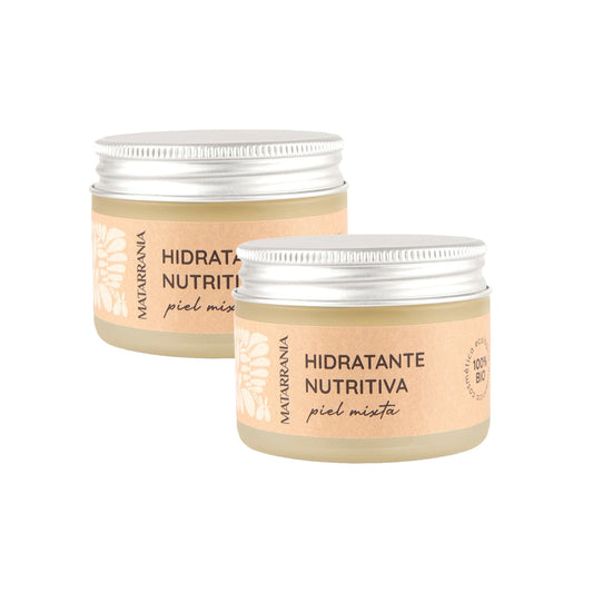 Embalagem de 2 hidratantes para pele mista Matarrania Bio 30 ml