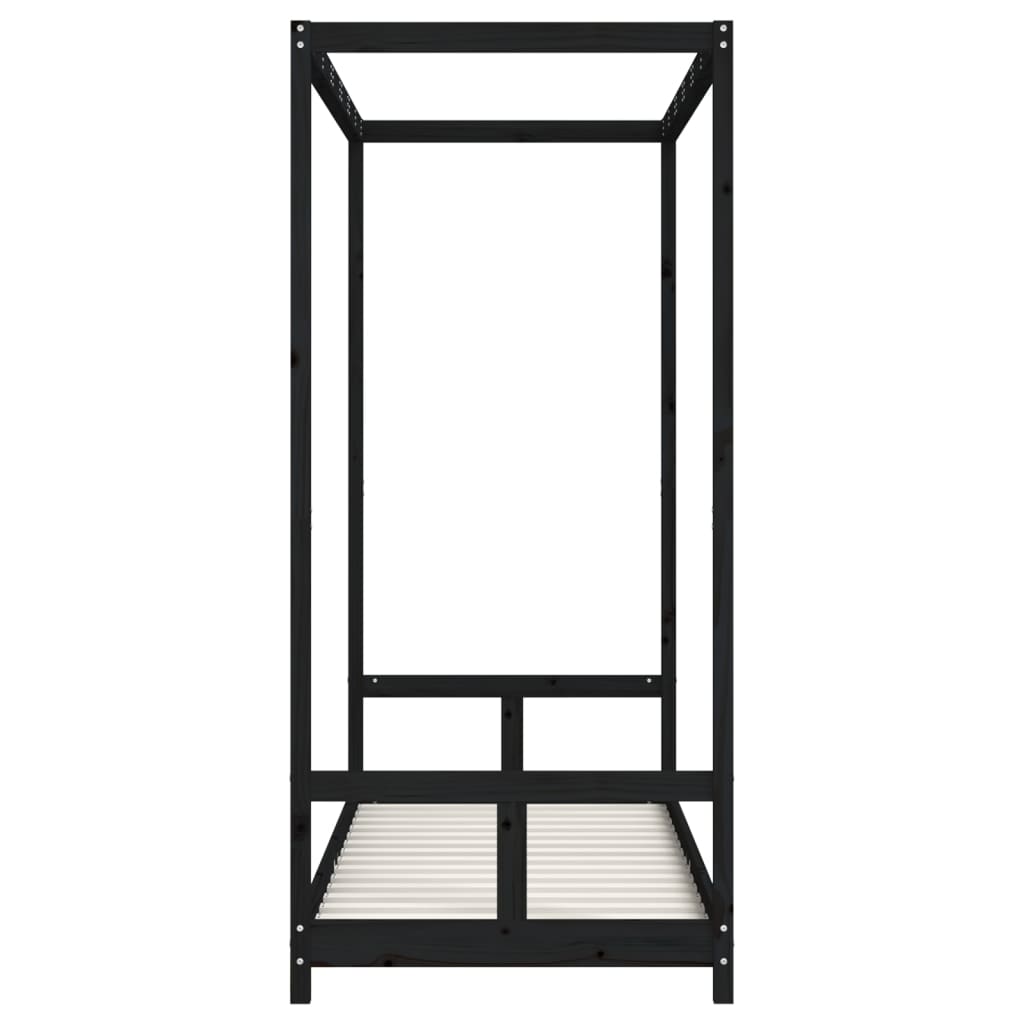 Estructura De Cama Para Niños Madera De Pino Negro 80x200 Cm / Vetonek_3