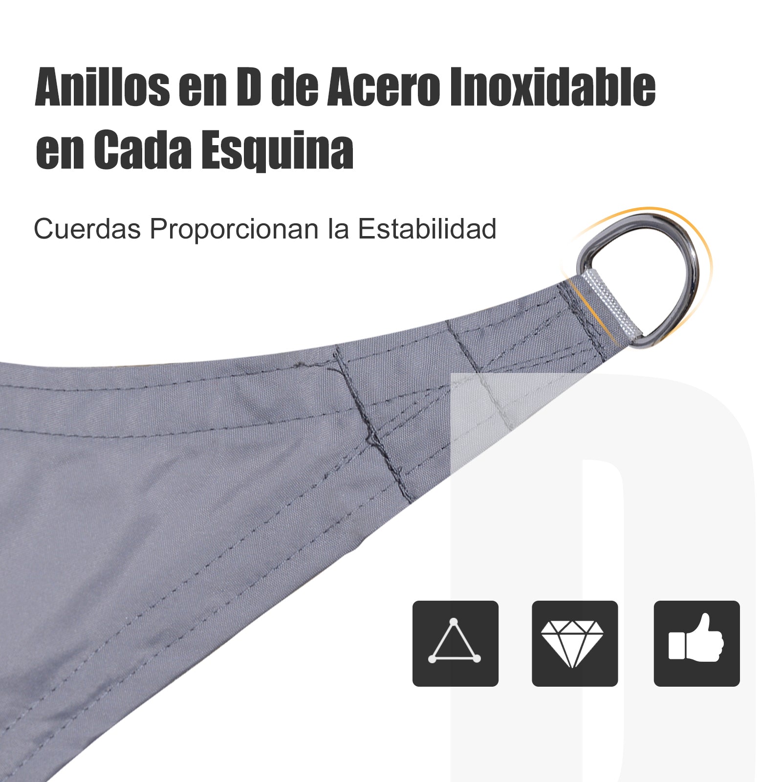 Outsunny Toldo Vela Triangular 5x5x5m Vela Sombra Para Terraza Jardín Camping_5