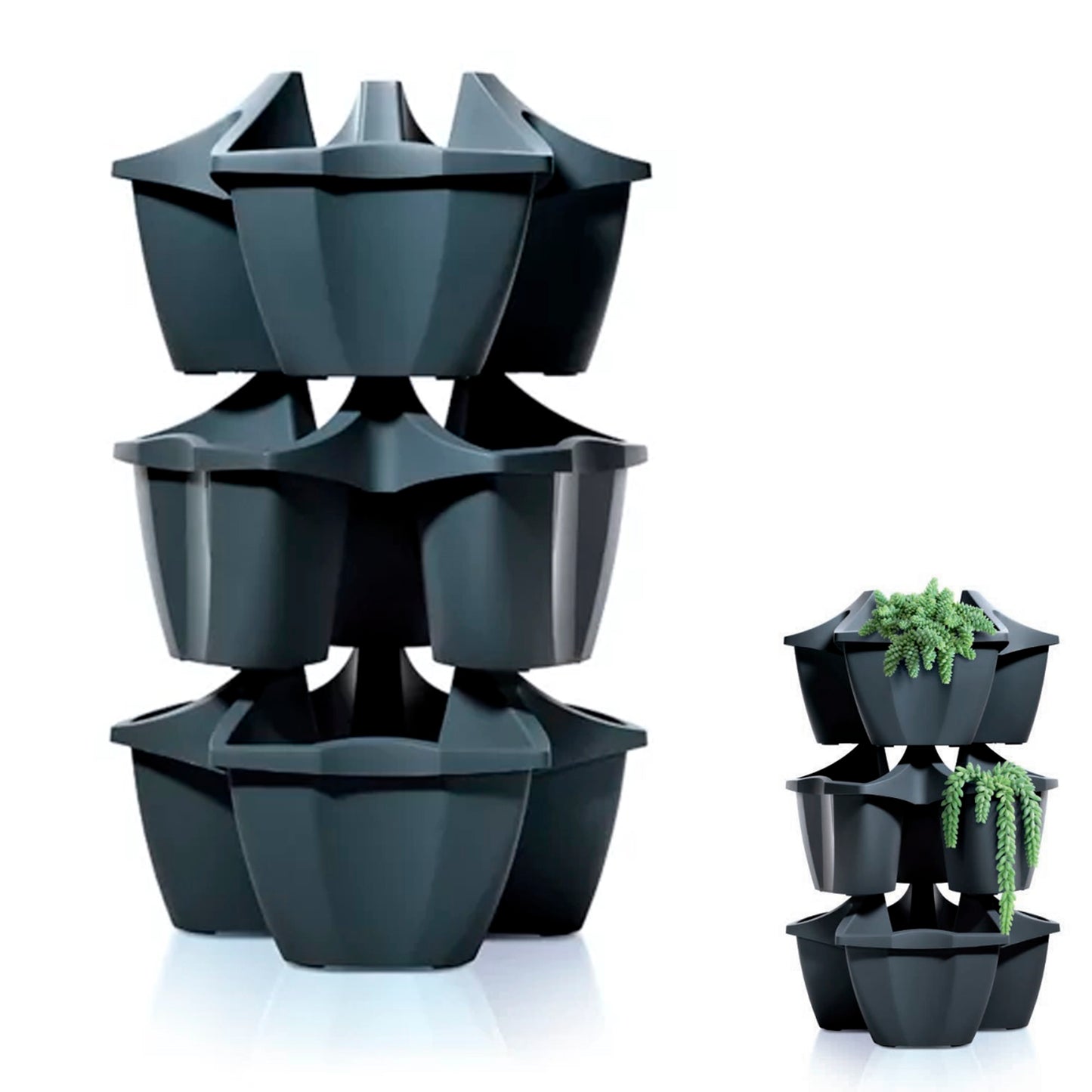 Maceta Crown 16l., Dimensiones (mm) 480x480x264, Color Antracita_3