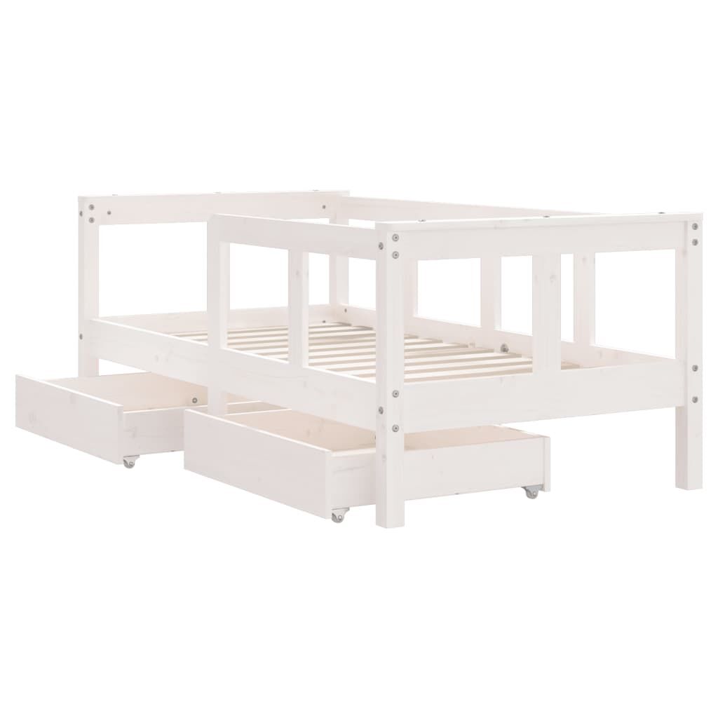 Vidaxl Estructura Cama Niños Con Cajones Madera Pino Blanco 70x140 Cm_3