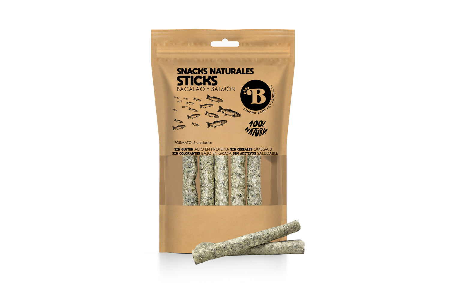 Bimordiscos Barritas De Bacalao Y Salmón Para Perros Y Gatos - 5 Uds.