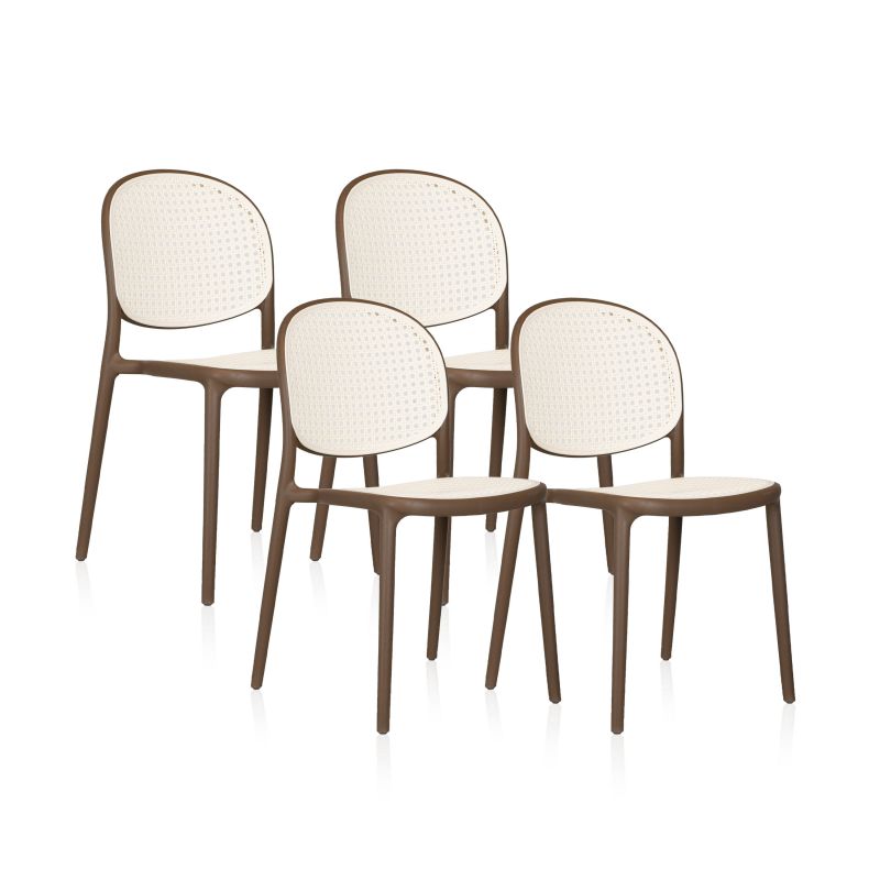 Pack 4 Sillas De Exterior Klux Apilables, Polipropileno, Taupé, 45 X 84 X 45_1