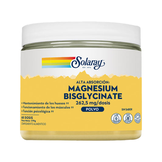 Pó de bisglicinato de magnésio, Solaray, 179 g