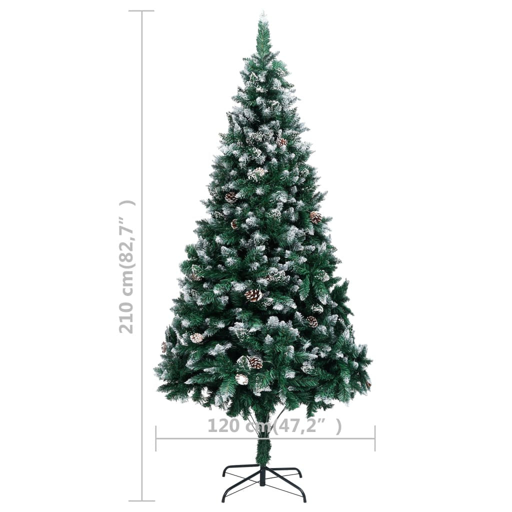 Vidaxl Árbol De Navidad Artificial Con Piñas Y Nieve Blanca 210 Cm_2