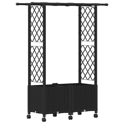 Cama Elevada Con Trellis Y Techo Negro 124,5 X 40 X 142 Cm Pp_0